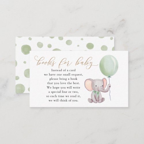  Elephant With Green Balloon Books for Baby  Enclosure Card