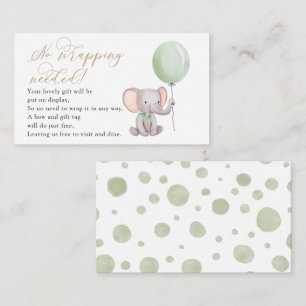 Elephant With Green Balloon Display Enclosure Card