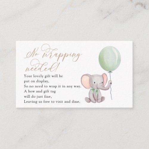  Elephant With Green Balloon Display  Enclosure Card