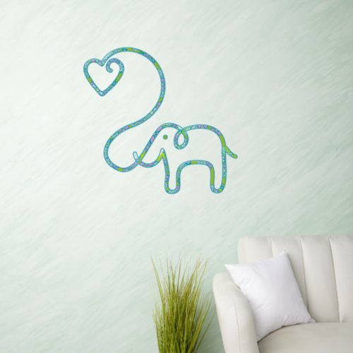 Elephant _ with Heart and Blossoms Wall Decal