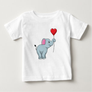 Elephant with Heart Balloon Baby T-Shirt