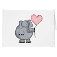 Elephant with Heart Balloon Card