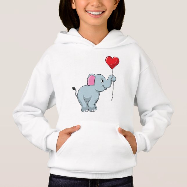 Elephant with Heart Balloon Hoodie (Front)