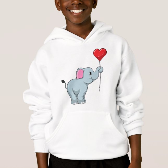 Elephant with Heart Balloon Hoodie (Front)