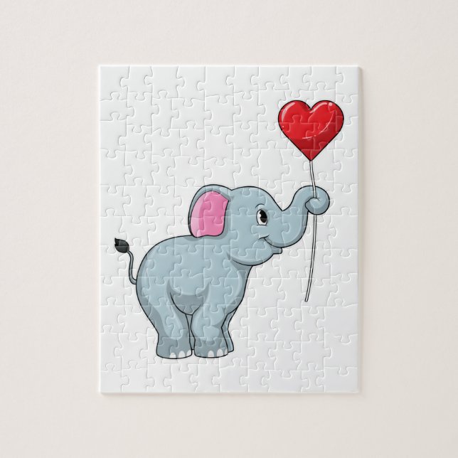Elephant with Heart Balloon Jigsaw Puzzle (Vertical)