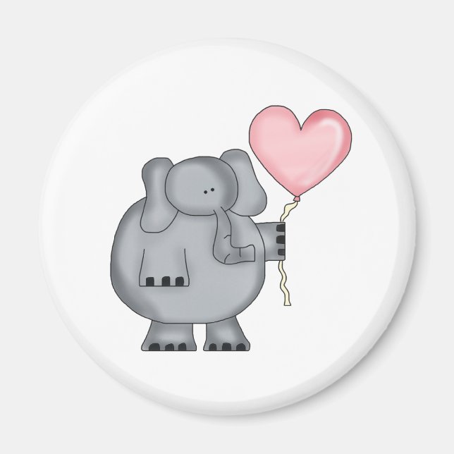 Elephant with Heart Balloon Magnet (Front)