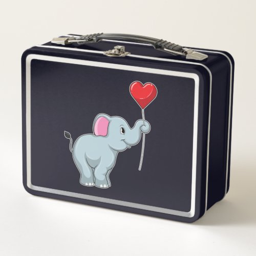 Elephant with Heart Balloon Metal Lunch Box