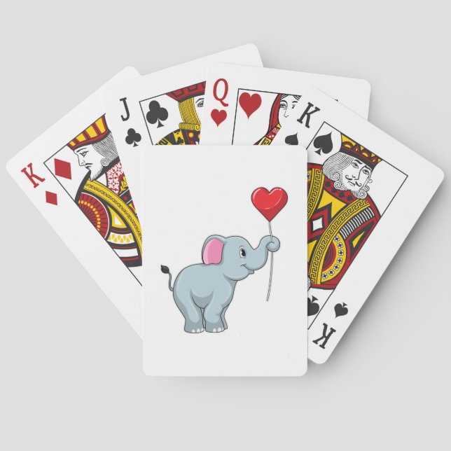 Elephant with Heart Balloon Poker Cards (Back)
