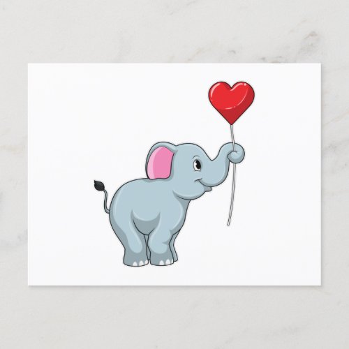 Elephant with Heart Balloon Postcard