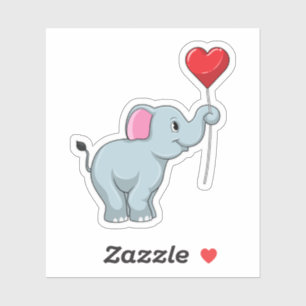 Elephant with Heart Balloon Sticker