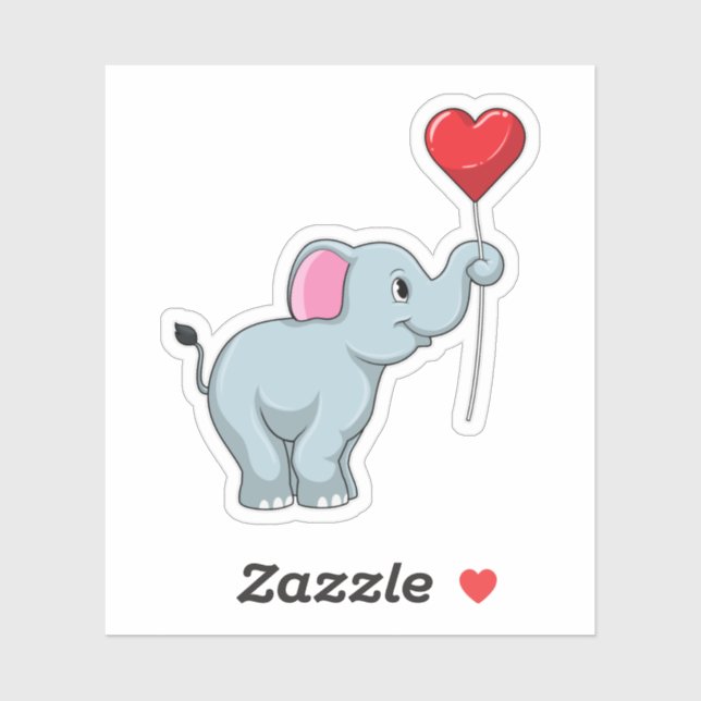Elephant with Heart Balloon Sticker (Sheet)