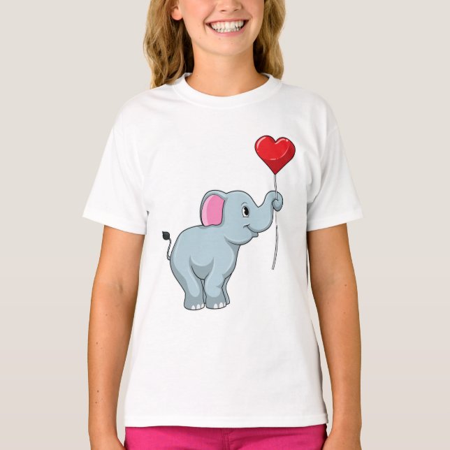 Elephant with Heart Balloon T-Shirt (Front)