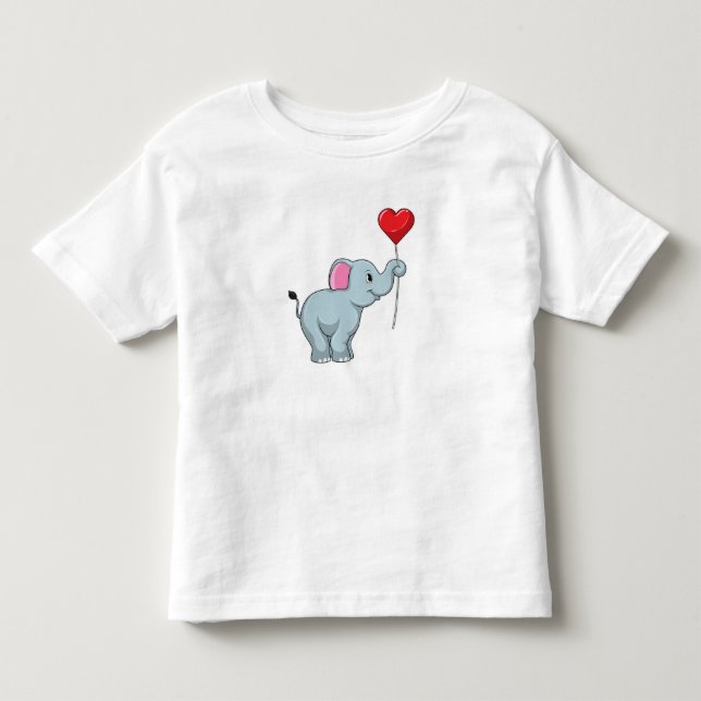 Elephant with Heart Balloon Toddler T-shirt (Front)