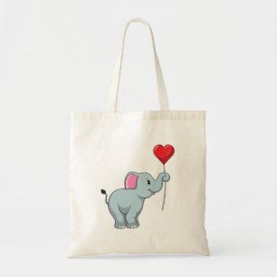 Elephant with Heart Balloon Tote Bag
