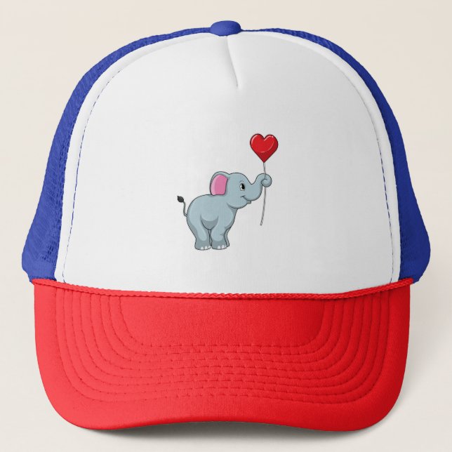Elephant with Heart Balloon Trucker Hat (Front)