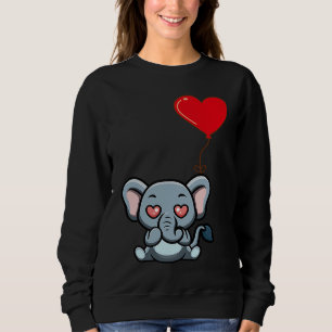 Elephant With Heart Balloon Valentines Day Love Bo Sweatshirt