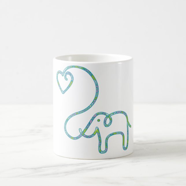 ELEPHANT with heart Coffee Mug (Center)