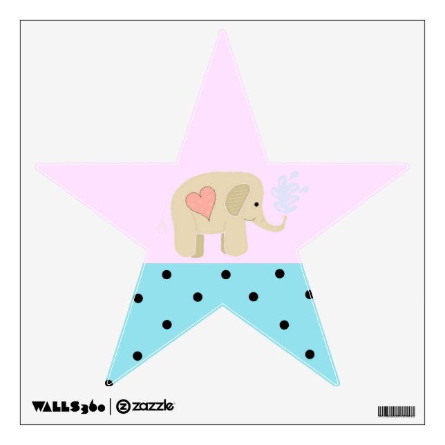Elephant with Heart Design Wall Sticker (Front)