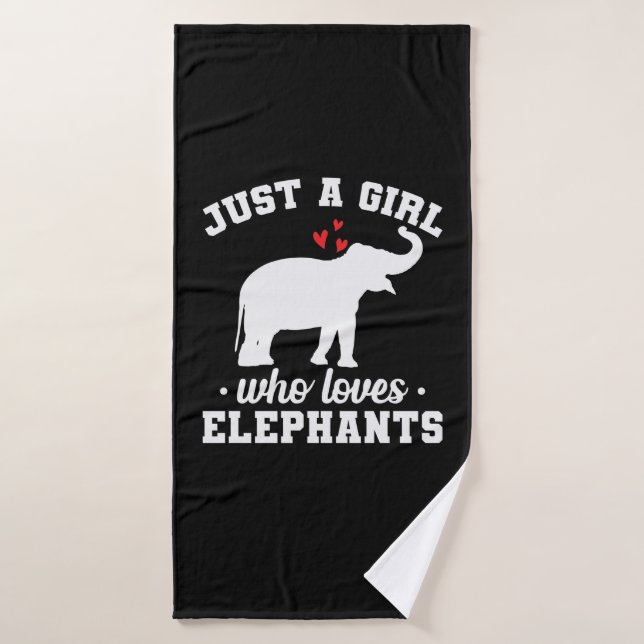 Elephant with heart desire a Girl who loves Elepha Bath Towel (Bath Towel)