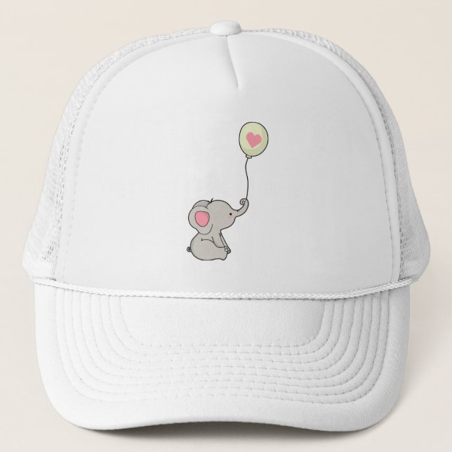 Elephant with Heart in Ballon Trucker Hat (Front)