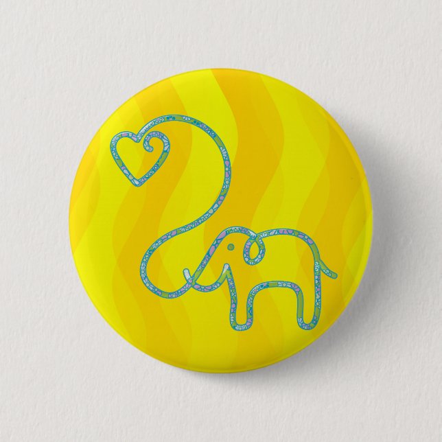 ELEPHANT with heart Pinback Button (Front)