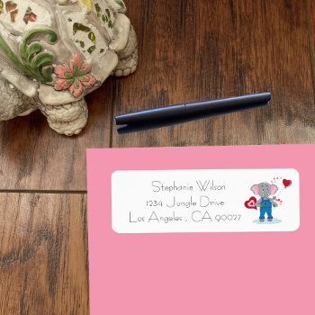 Elephant With Hearts White Return Address Labels by ArianeC at Zazzle