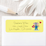 Elephant With Hearts Yellow Return Address Labels