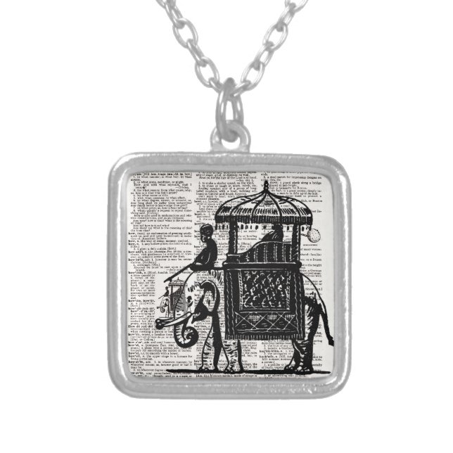 Elephant with Howdah Dictionary Art Necklace (Front)