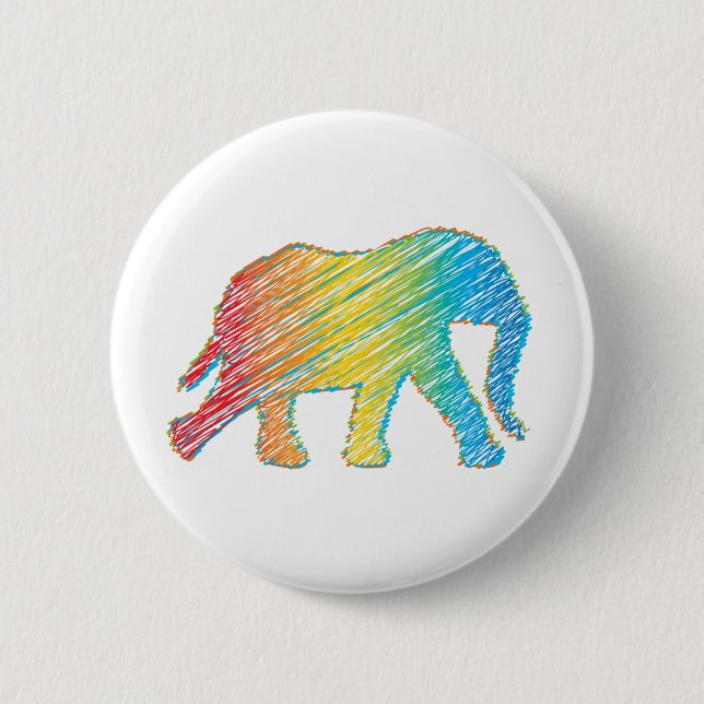 Elephant with Lines Button (Front)