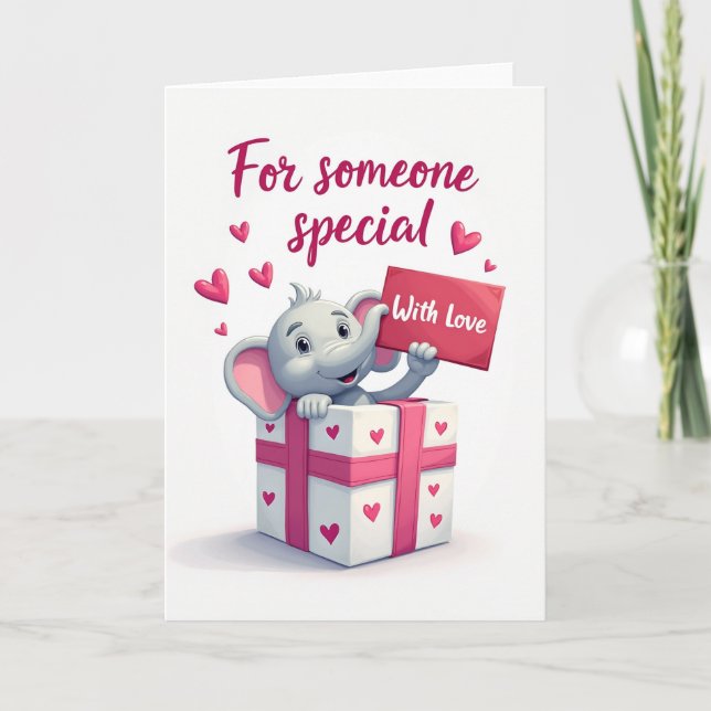 Elephant With Love Card (Front)