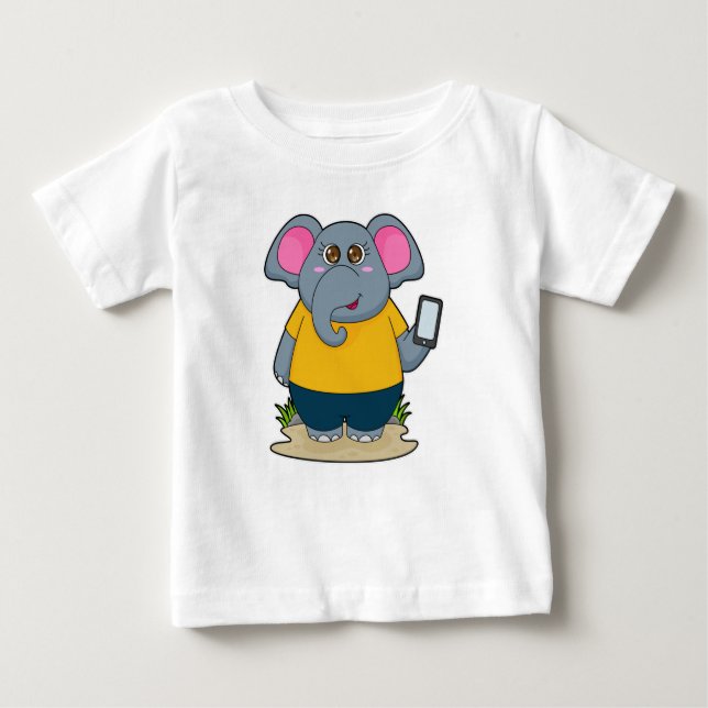 Elephant with Mobile Baby T-Shirt (Front)