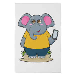 Elephant with Mobile Faux Canvas Print