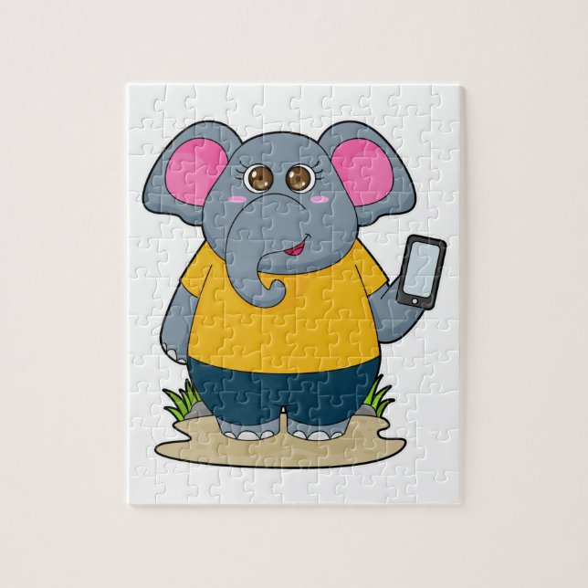 Elephant with Mobile Jigsaw Puzzle (Vertical)