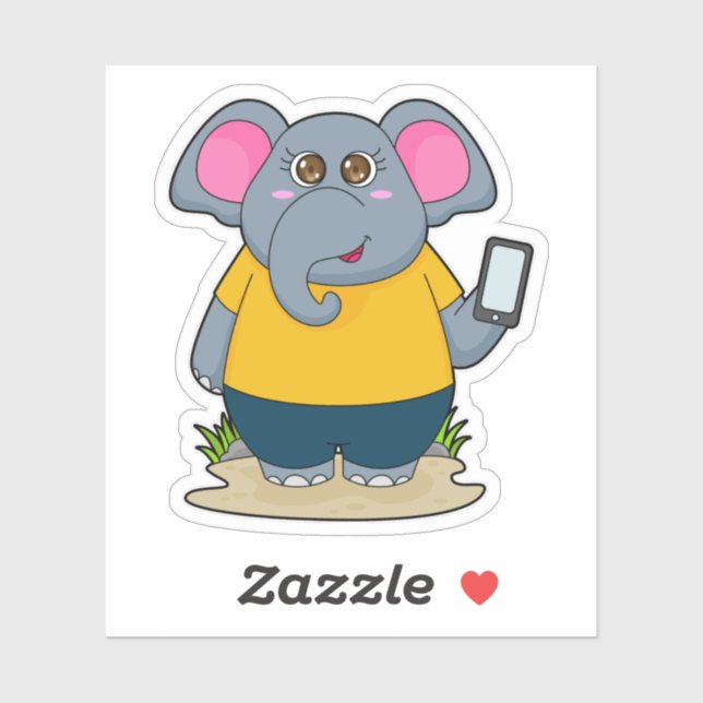 Elephant with Mobile Sticker (Sheet)