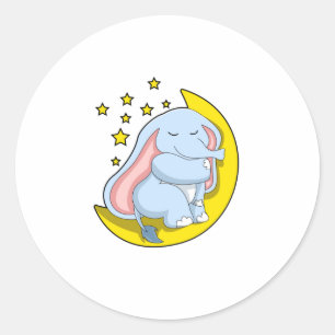 Elephant with Moon and Stars Classic Round Sticker