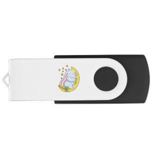 Elephant with Moon and Stars Flash Drive