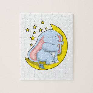Elephant with Moon and Stars Jigsaw Puzzle
