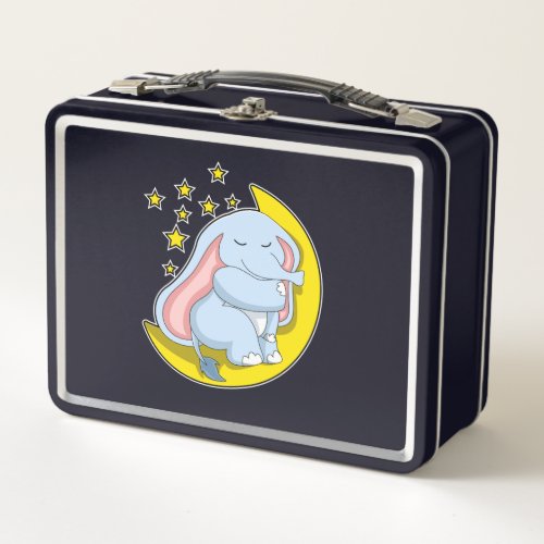 Elephant with Moon and Stars Metal Lunch Box