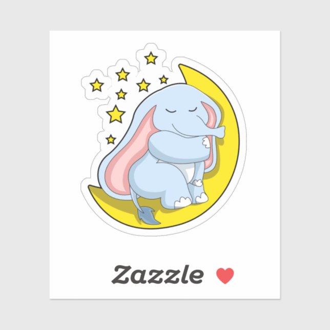 Elephant with Moon and Stars Sticker (Sheet)