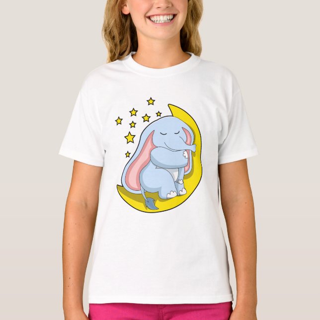 Elephant with Moon and Stars T-Shirt (Front)