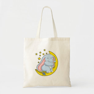 Elephant with Moon and Stars Tote Bag