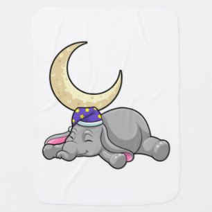 Elephant with Moon Baby Blanket