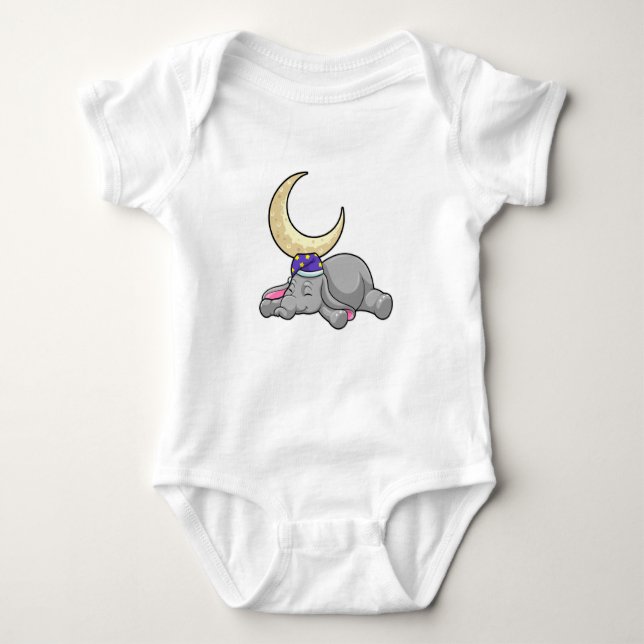 Elephant with Moon Baby Bodysuit (Front)