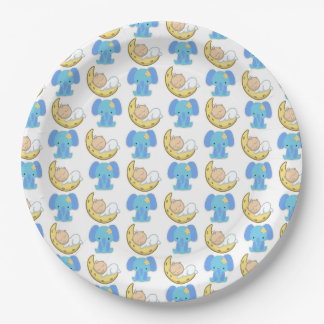Elephant with Moon Baby Design Paper Plates