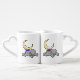 Elephant with Moon Coffee Mug Set