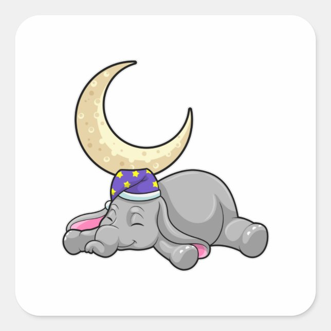 Elephant with Moon Square Sticker (Front)