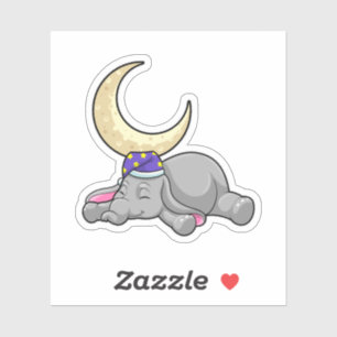 Elephant with Moon Sticker