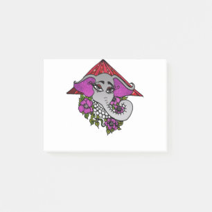 Elephant with Pearls and Violets Post-it Notes