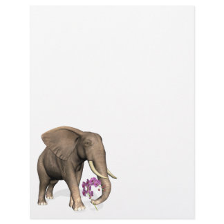 Elephant With Pink Orchid