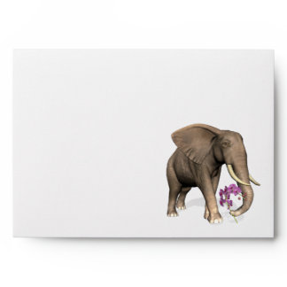 Elephant With Pink Orchid Envelope
